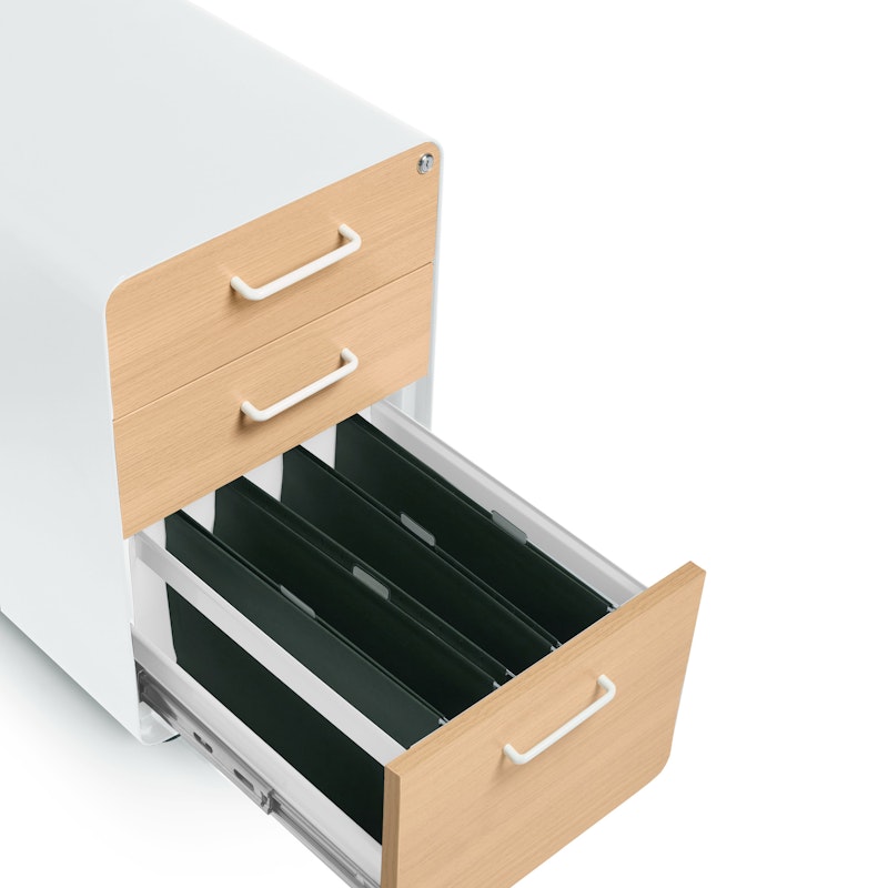 White + Natural Oak Stow 3-Drawer File Cabinet,Natural Oak,hi-res image number 3.0